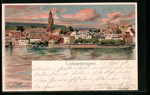 Künstler-AK Überlingen, Uferpartie