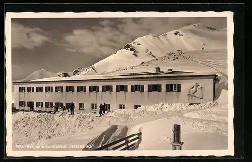 AK Oberstdorf im bayr. Allgäu, Bergunterkunftshaus Höfatsblick mit Nebelhorn, Nebelhornbahn