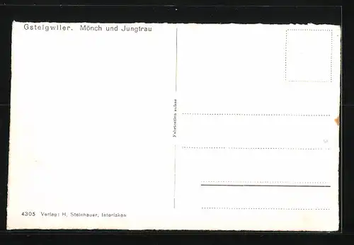 AK Gsteigwiler, Teilansicht mit Mönch und Jungfrau