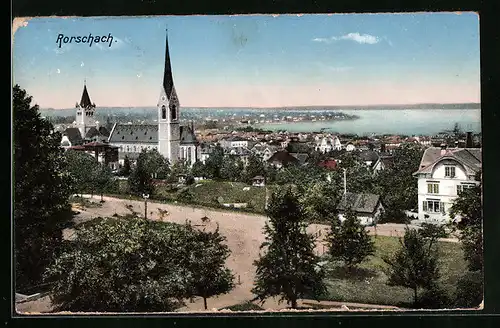 AK Rorschach, Teilansicht mit Kirche