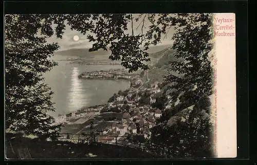 AK Veytaux-Territet-Montreux, Teilansicht bei Mondschein