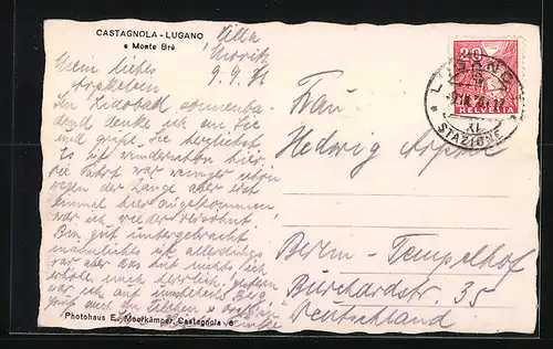 AK Castagnola-Lugano, Panorama e Monte Bre