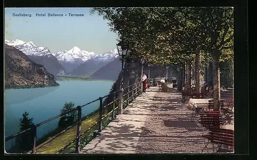 AK Seelisberg, Hotel Bellevue mit Terrasse
