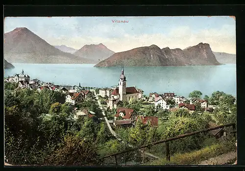 AK Vitznau, Ortspartie mit Kirche