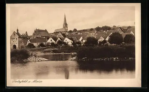 AK Sulzfeld a. Main, Blick über See auf Ort mit Kirche