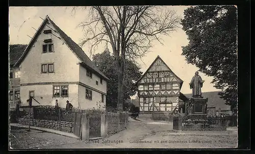 AK Salzungen, Lutherdenkmal mit dem Stammhaus Luthers in Möhra