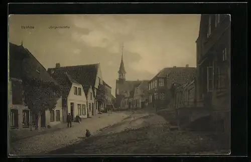 AK Itzehoe, Jürgenstrasse mit Kirche