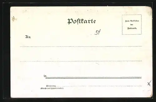 Lithographie Coblenz, Kastor Kirche, Kaiserin Augusta-Denkmal