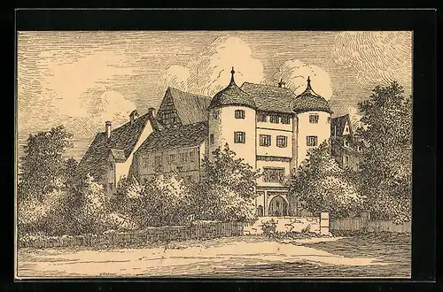 Künstler-AK Gaildorf, Blick auf ein Gebäude, Hus Gaildorf