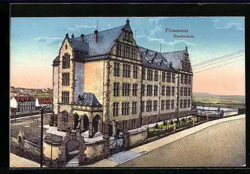 AK Pirmasens, Horebschule aus der Vogelschau