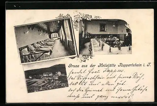 AK Ruppertshain i.T., Totale der Heilstätte, Liegeraum