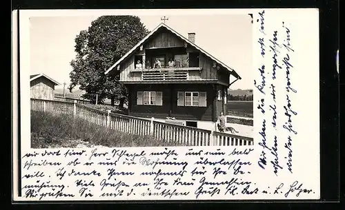 Foto-AK Füssen, Ferienhaus mit Wetterhahn