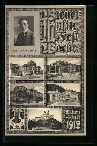 AK Wien, Musik-Fest-Woche 1912, Hotel Schloss Cobenzl