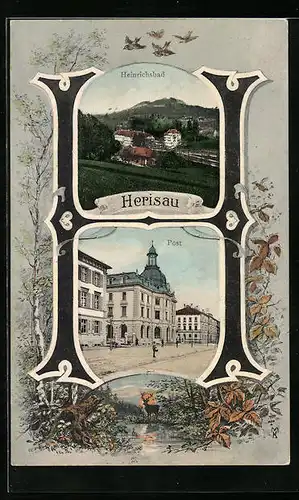 AK Herisau, Post, Heinrichsbad, Buchstabe H