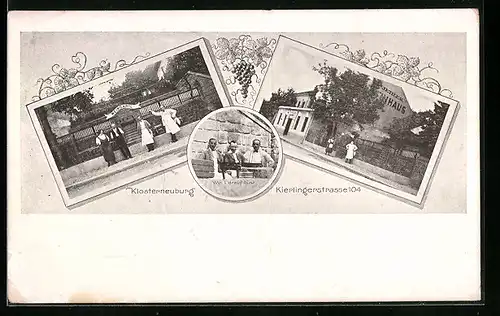 AK Klosterneuburg, Gasthaus Weingartl, Kierlingerstrasse 104, Eingang, Männer am Tisch