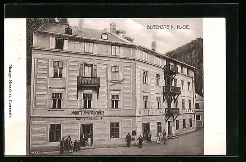 AK Gutenstein, Hotel zum Löwen und Cafe Moritz Zwierschütz