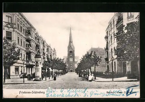 AK Berlin-Friedenau, Becker- Ecke Cranachstrasse