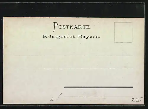 Lithographie Unterdiessen, K. Post, Pfarrhaus, Totalansicht