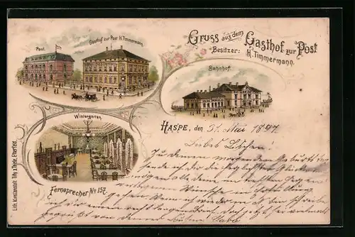 Lithographie Haspe, Gasthof zur Post H. Timmermann