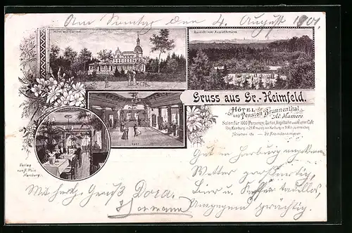 Lithographie Hamburg-Heimfeld, Hotel und Pension Brunnenthal
