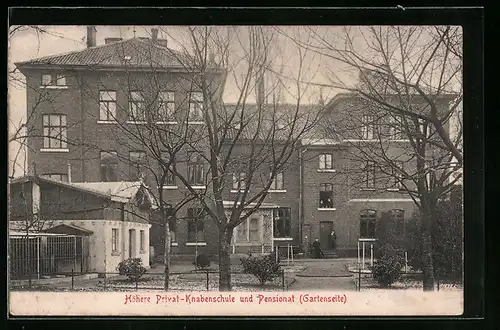 AK Mehren /Westerwald, Höhere Privat-Knabenschule und Pensionat, Gartenseite