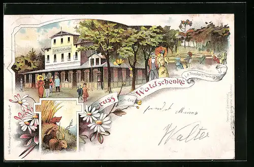 Lithographie Hamburg-Harburg, Gasthaus Zur Waldschenke