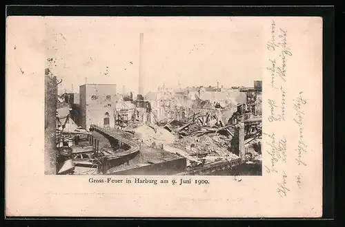 AK Harburg, Gross-Feuer am 9. Juni 1900