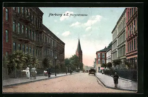 AK Harburg a. E., Blick auf Maretstrasse