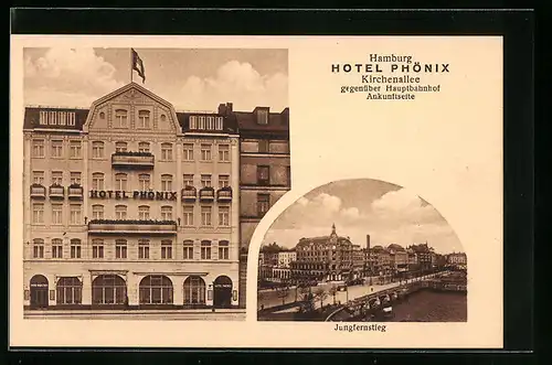 AK Hamburg-St.Georg, Hotel und Restaurant Phönix, Kirchenallee