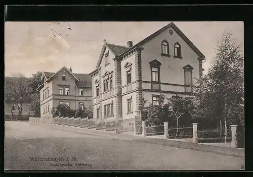 AK Waltershausen /Th., Töchterheim Hülsberg mit Strasse