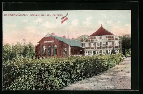 AK Hamburg-Ochsenwerder, Ramms Gasthof mit Strasse