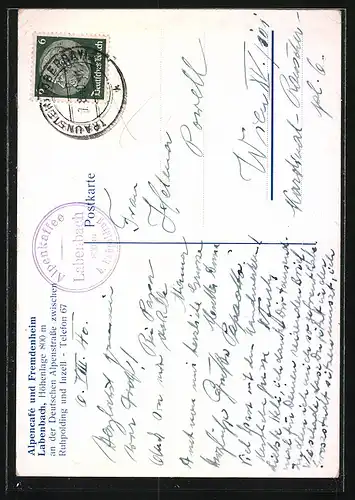 AK Ruhpolding, Alpencafe und Fremdenheim Labenbach