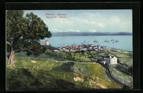 AK Durazzo, Ortsansicht mit alter Stadtmauer