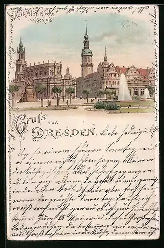 AK Dresden, Kath. Hof-Kirche und Schloss