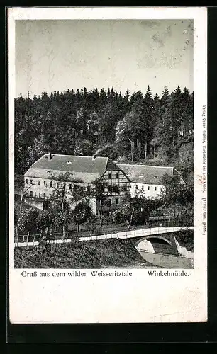 AK Dorfhain, Blick auf die Winkelmühle im Weisseritztal