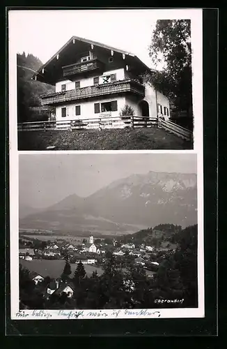 AK Oberaudorf, Ortsansicht mit Bergpanorama