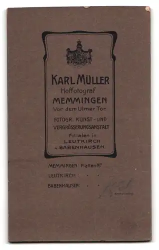 Fotografie K. Müller, Memmingen, Vor dem Ulmer Tor, Unteroffizier in Uniform mit Schnauzer