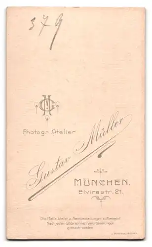 Fotografie Gustav Müller, München, Elvirastrasse 21, Uffz. mit Orden und Schützenschnur