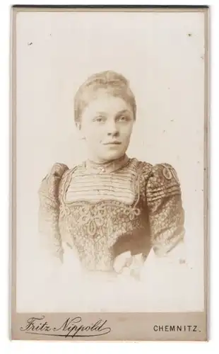 Fotografie Fritz Nippold, Chemnitz, Zwickauerstr. 2, Junge Dame im Kleid