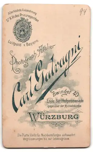 Fotografie Carl Galvagni, Würzburg, Zwinger 40, Portrait eines jungen Soldat in Uniform