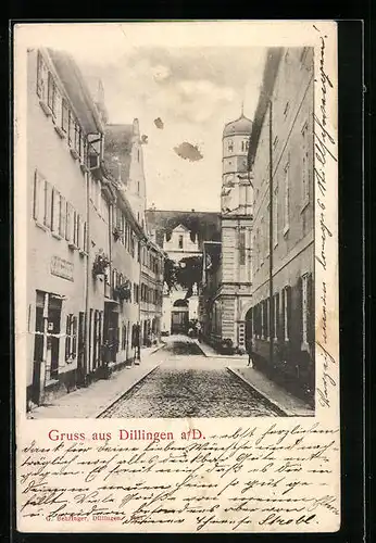 AK Dillingen a. D., Strassenpartie im Ort