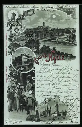 Mondschein-Lithographie Halle a. S., Burg Giebichenstein, Universität