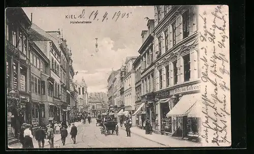AK Kiel, Holstenstrasse mit Pferdekutschen