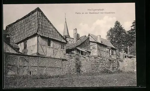 AK Heiligenstadt, Partie an der Stadtmauer mit Klauskirche
