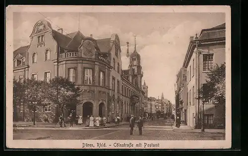 AK Düren /Rhld., Cölnstrasse mit Postamt