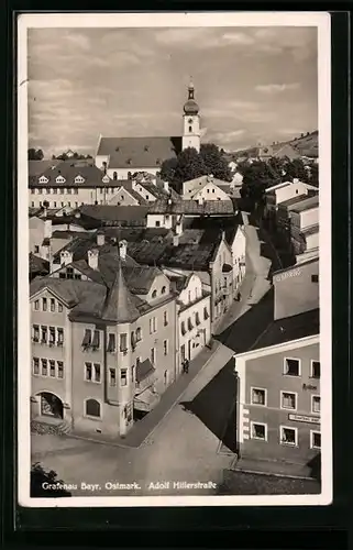 AK Grafenau /Bayr. Ostmark, strasse aus der Vogelschau