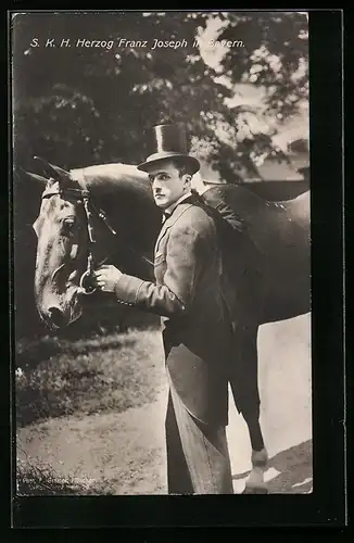AK S. K. H. Herzog Franz Joseph von Bayern mit seinem Pferd