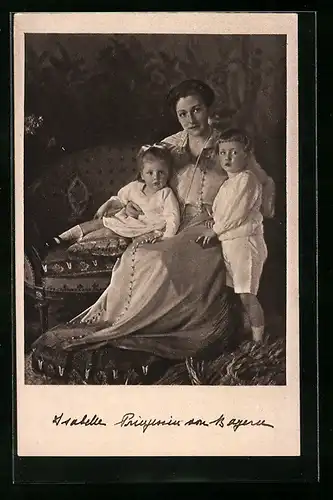 AK Isabelle Prinzessin von Bayern mit ihren Kindern