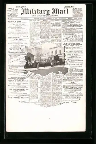 AK London, Strassenszene durch zerrissene Zeitung, Military Mail