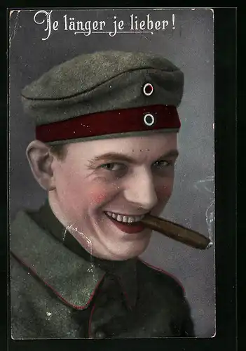 AK Soldat raucht Zigarre, Je länger je lieber!